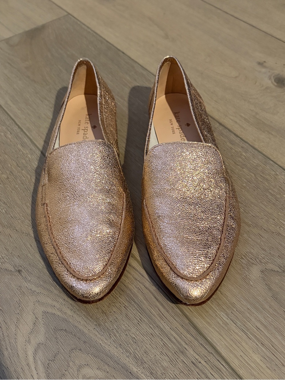 kate spade Metallic Rose Gold Slip-On Loafers Size 7